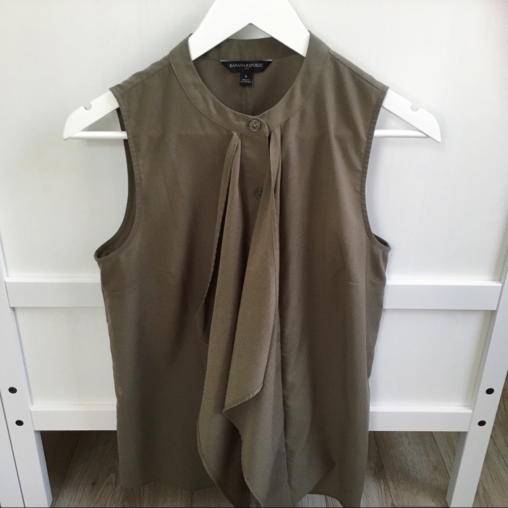 Banana Republic olive high neck blouse